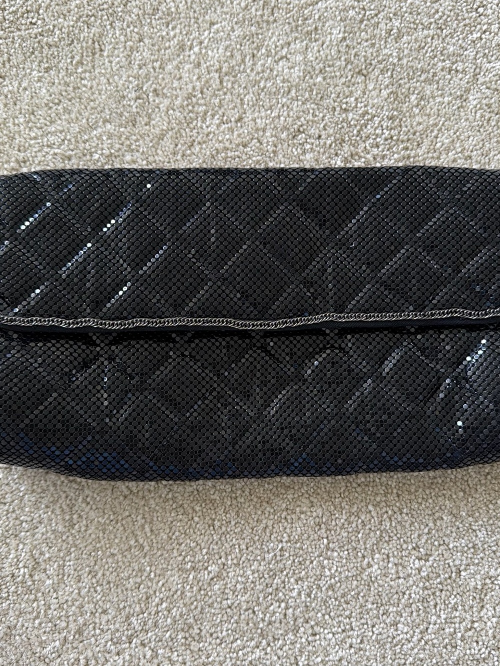 BCBG Black Sequin Quilted Clutch Bag